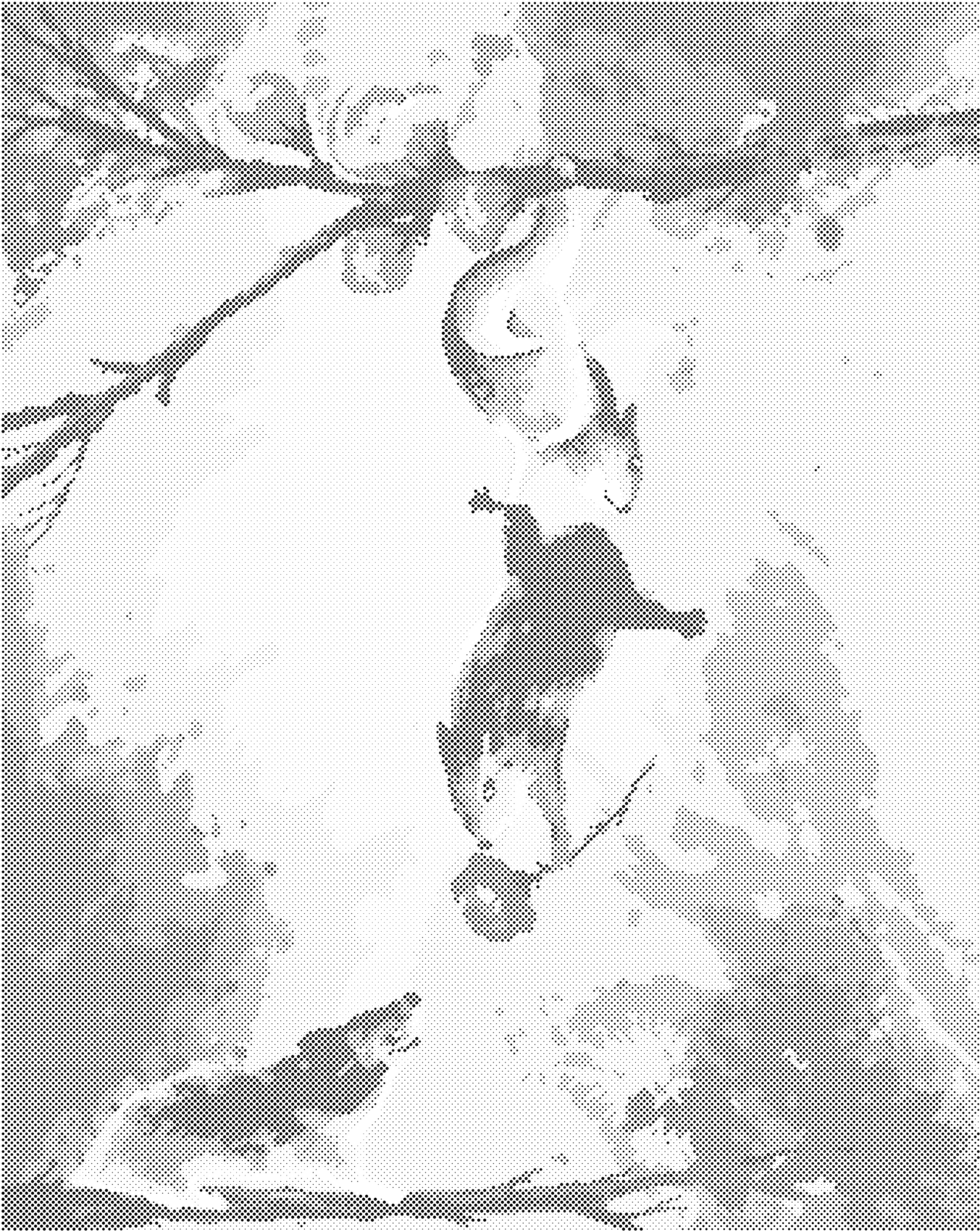 Tečkování - KŘEČCI NA KVETOUCÍ TŘEŠNI Rozměr: 40x50 cm, Rámování: vypnuté plátno na rám