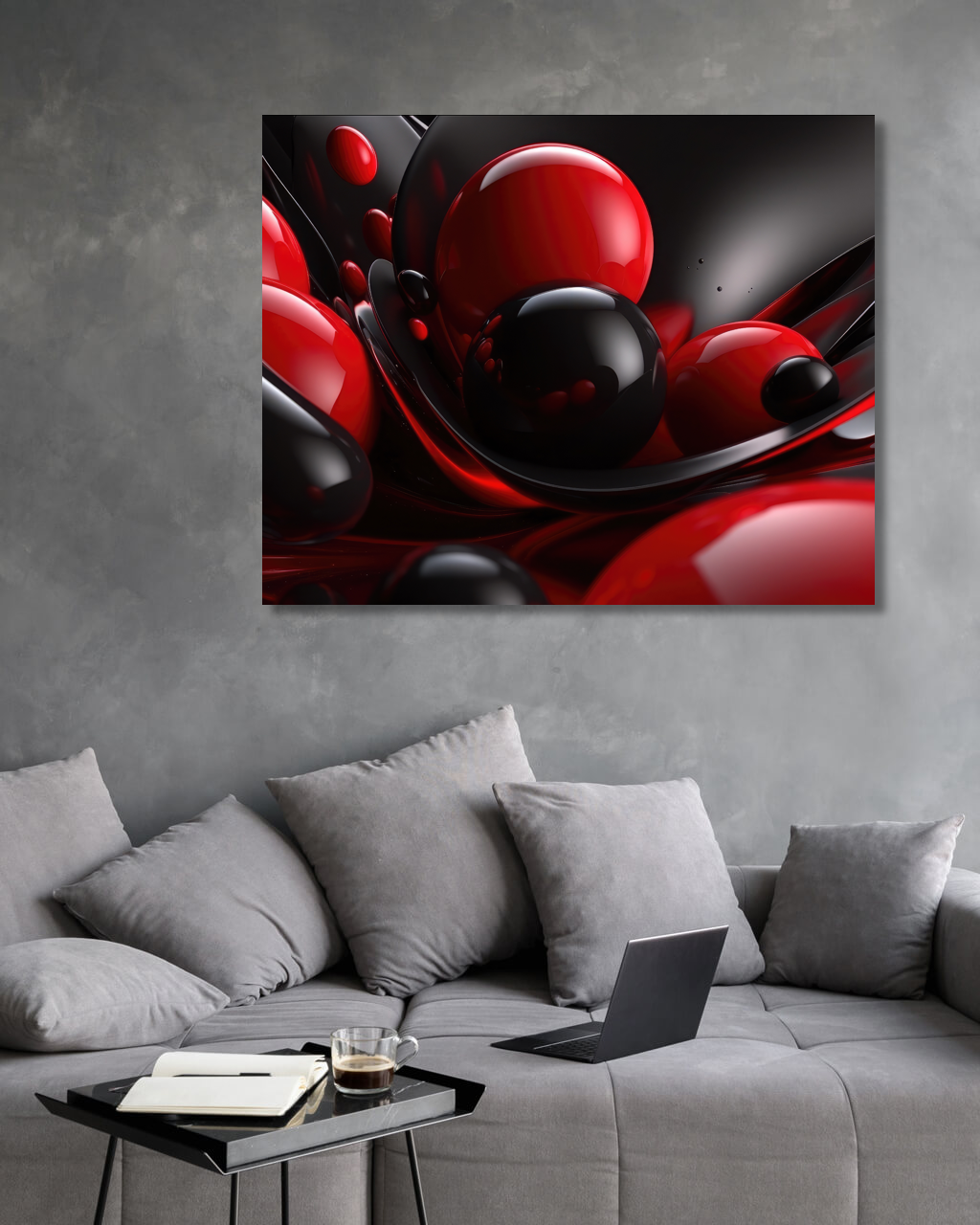 Obrazy na stěnu - Černo červená abstrakce Rozměr: 40x50 cm, Rámování: vypnuté plátno na rám
