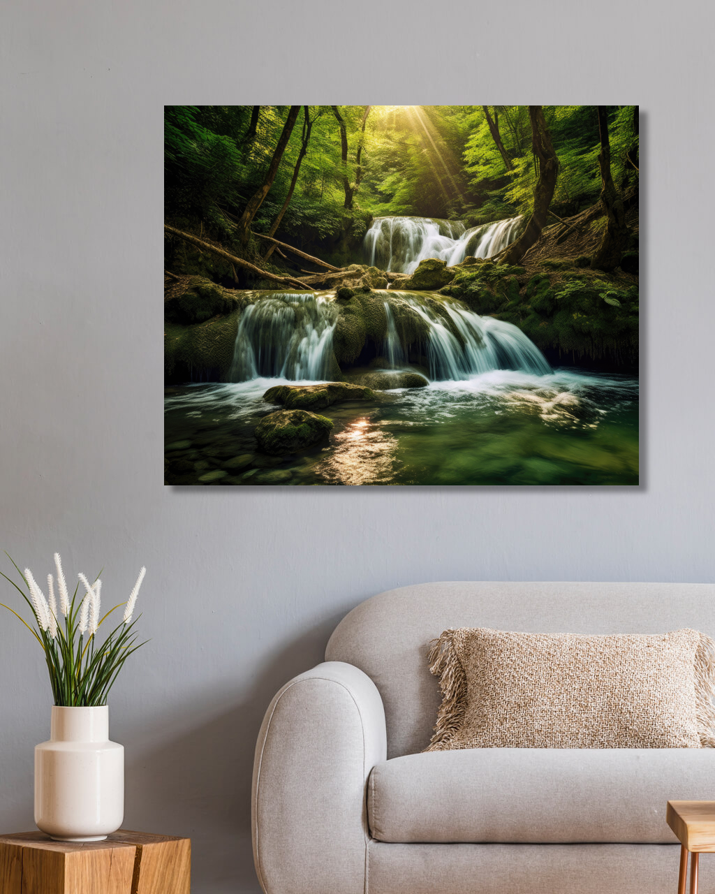 Obrazy na stěnu - Vodopád v lese Rozměr: 40x50 cm, Rámování: vypnuté plátno na rám