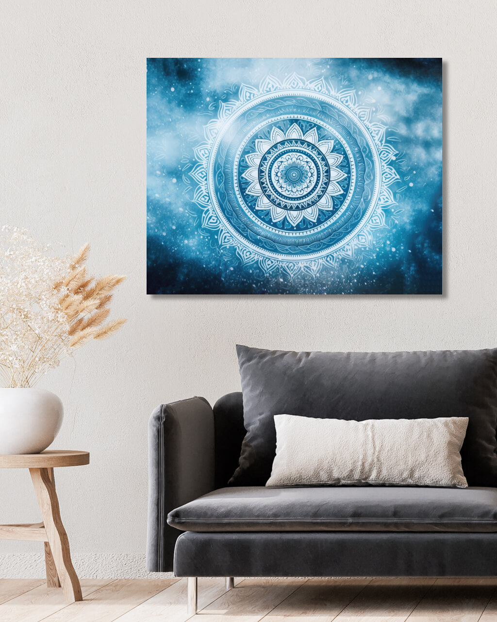 Obrazy na stěnu - Modrá mandala Rozměr: 40x50 cm, Rámování: vypnuté plátno na rám
