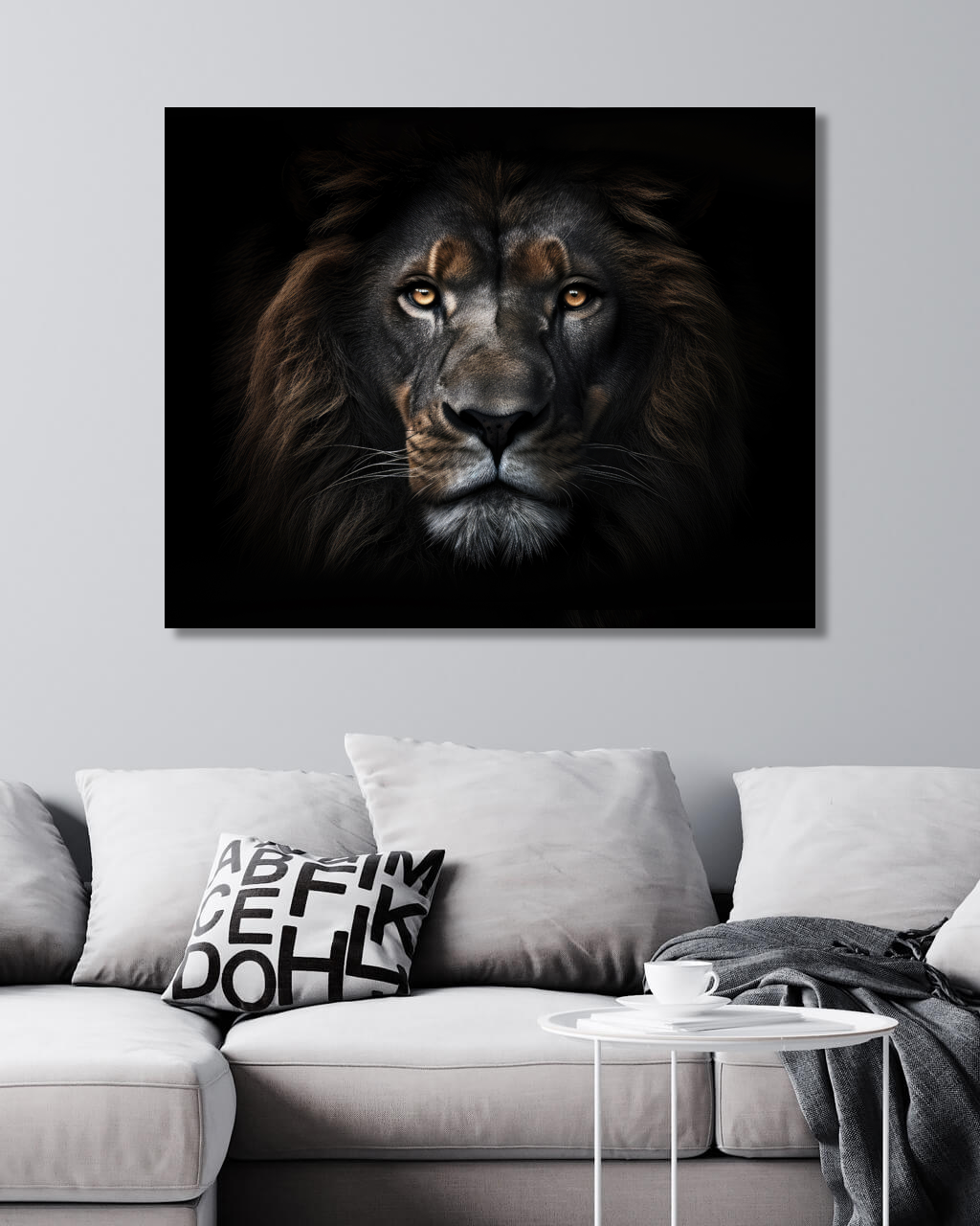 Obrazy na stěnu - Černý lev Rozměr: 40x50 cm, Rámování: vypnuté plátno na rám