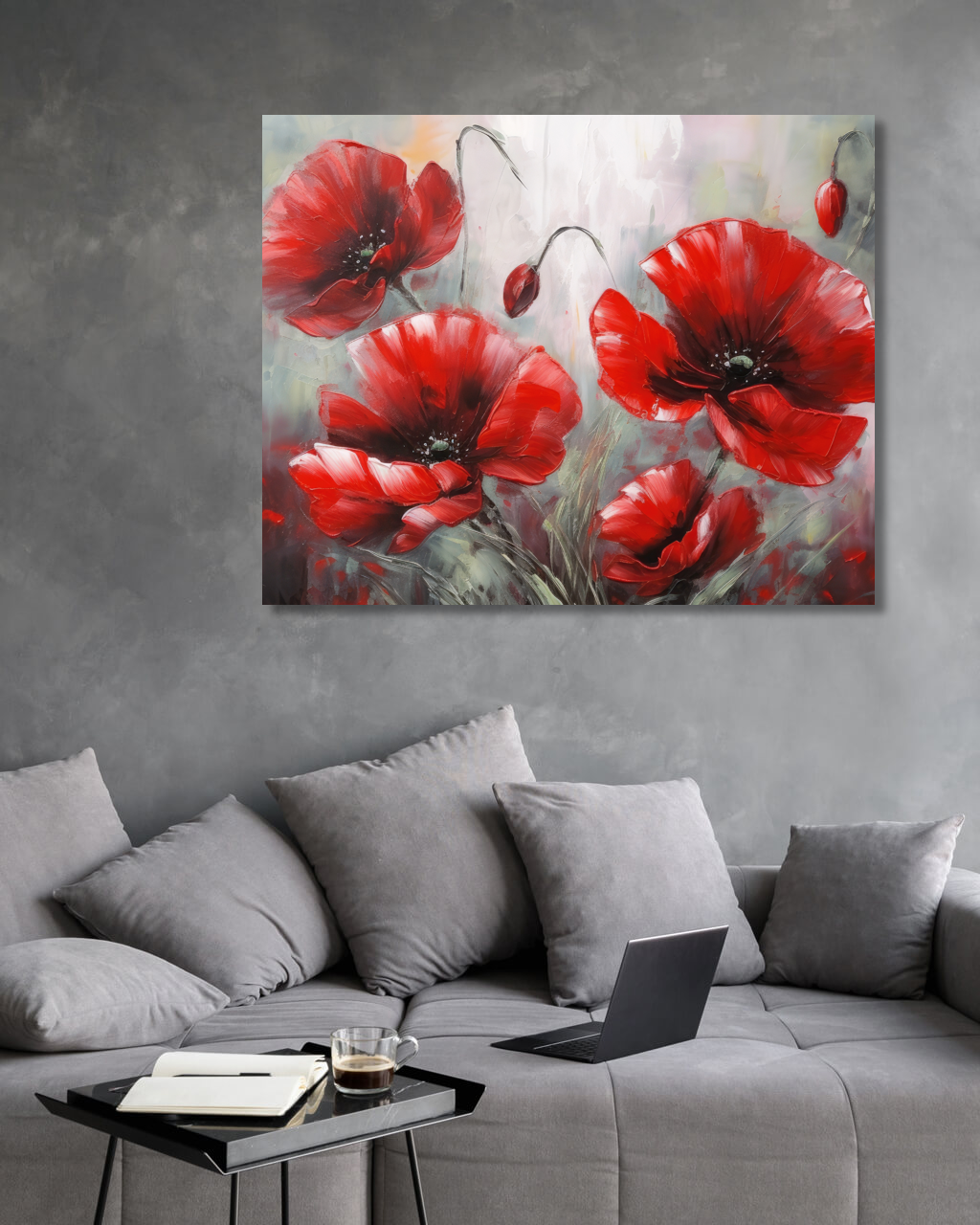 Obrazy na stěnu - Červené vlčí máky Rozměr: 40x50 cm, Rámování: vypnuté plátno na rám