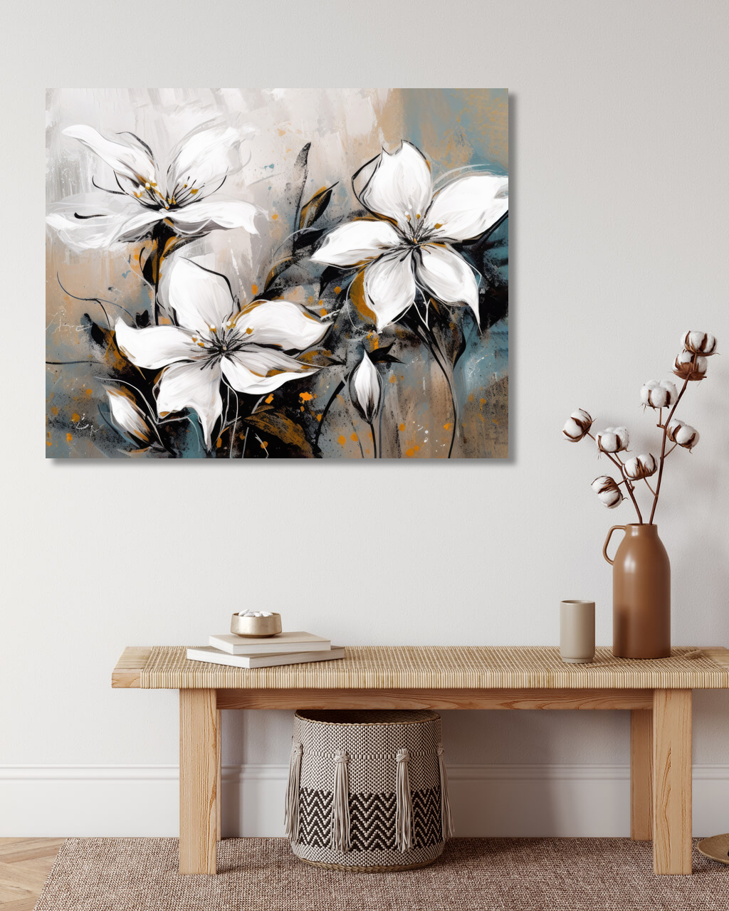 Obrazy na stěnu - Bílé květy 2 Rozměr: 40x50 cm, Rámování: vypnuté plátno na rám