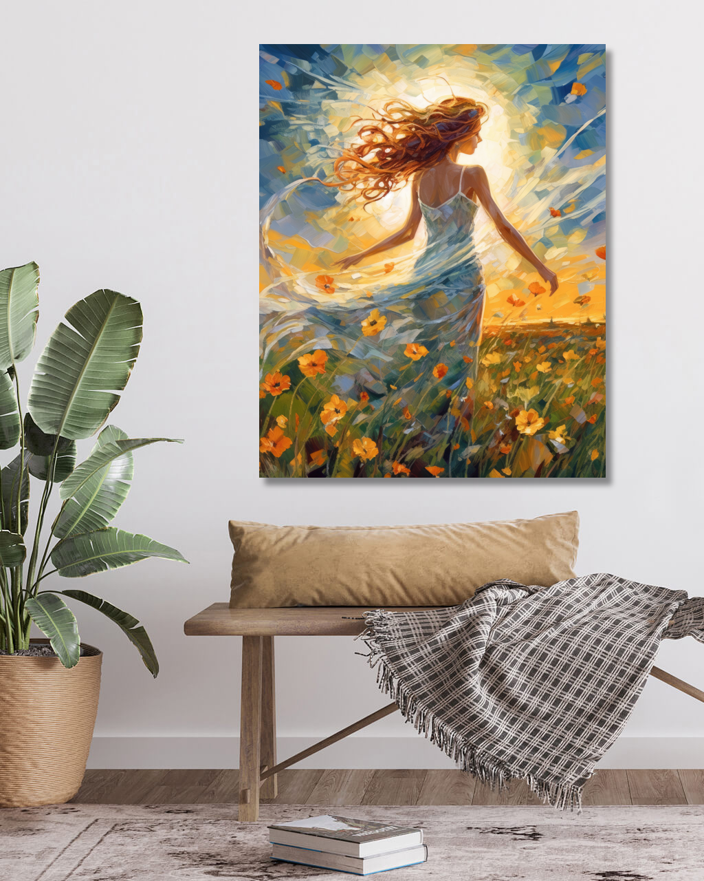 Obrazy na stěnu - Dívka na louce Rozměr: 40x50 cm, Rámování: vypnuté plátno na rám