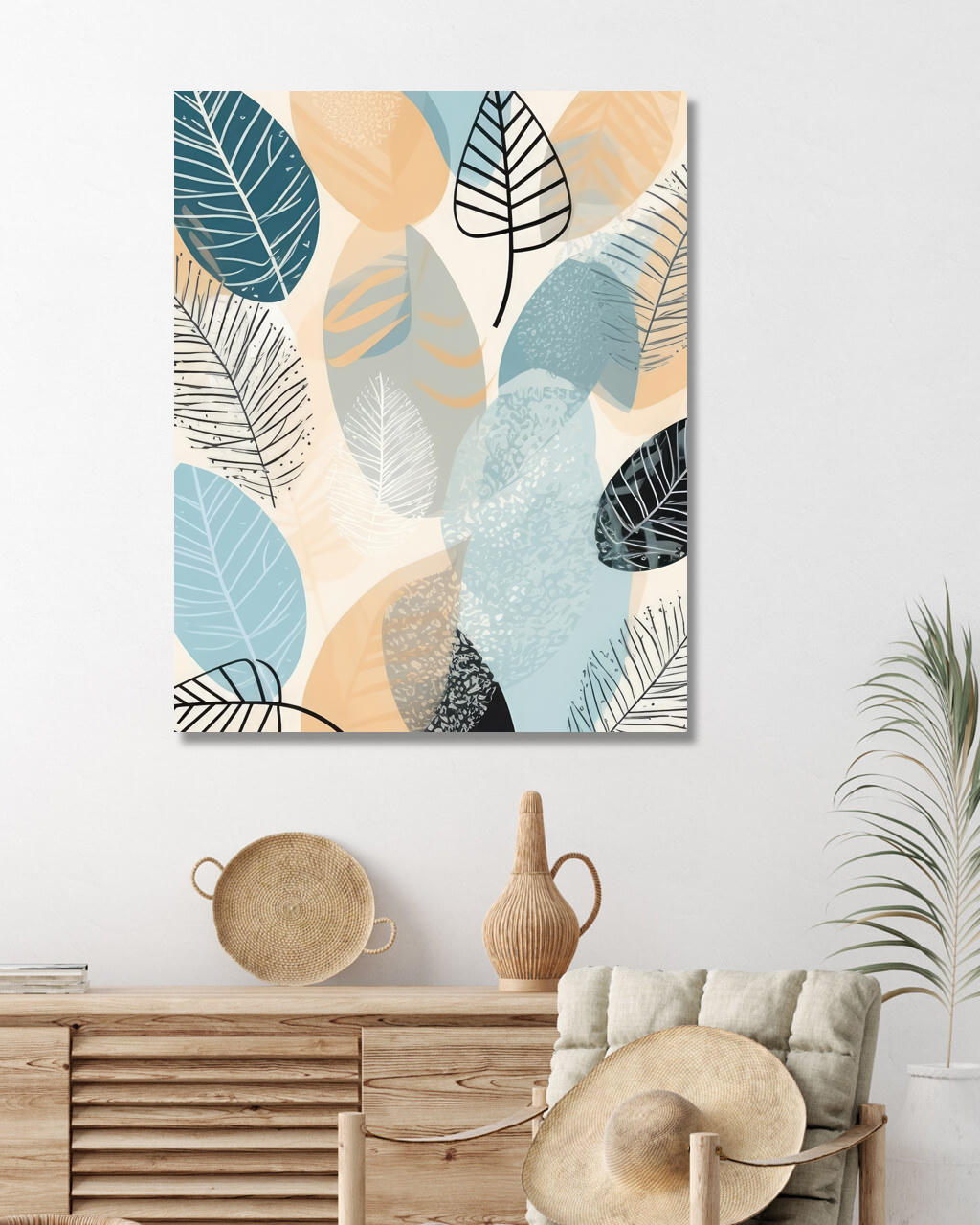 Obrazy na stěnu - Boho listy 2 Rozměr: 40x50 cm, Rámování: vypnuté plátno na rám