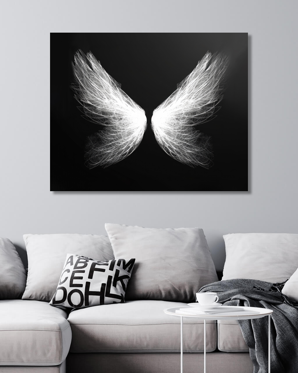 Obrazy na stěnu - Černobílá lehkost - křídla Rozměr: 40x50 cm, Rámování: vypnuté plátno na rám