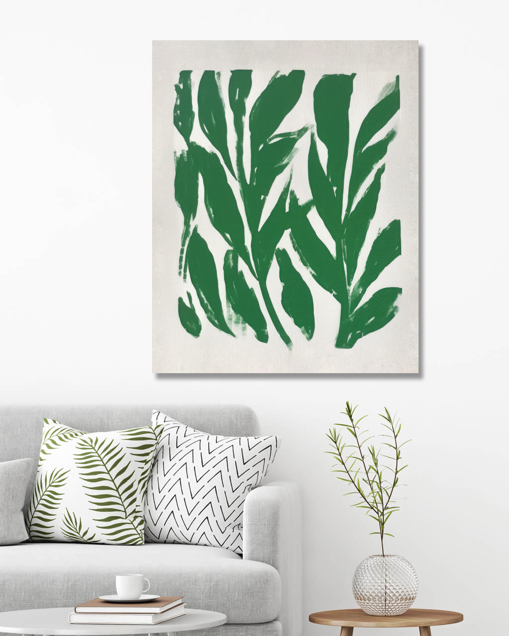 Obrazy na stěnu - Stonek s listy Rozměr: 40x50 cm, Rámování: vypnuté plátno na rám