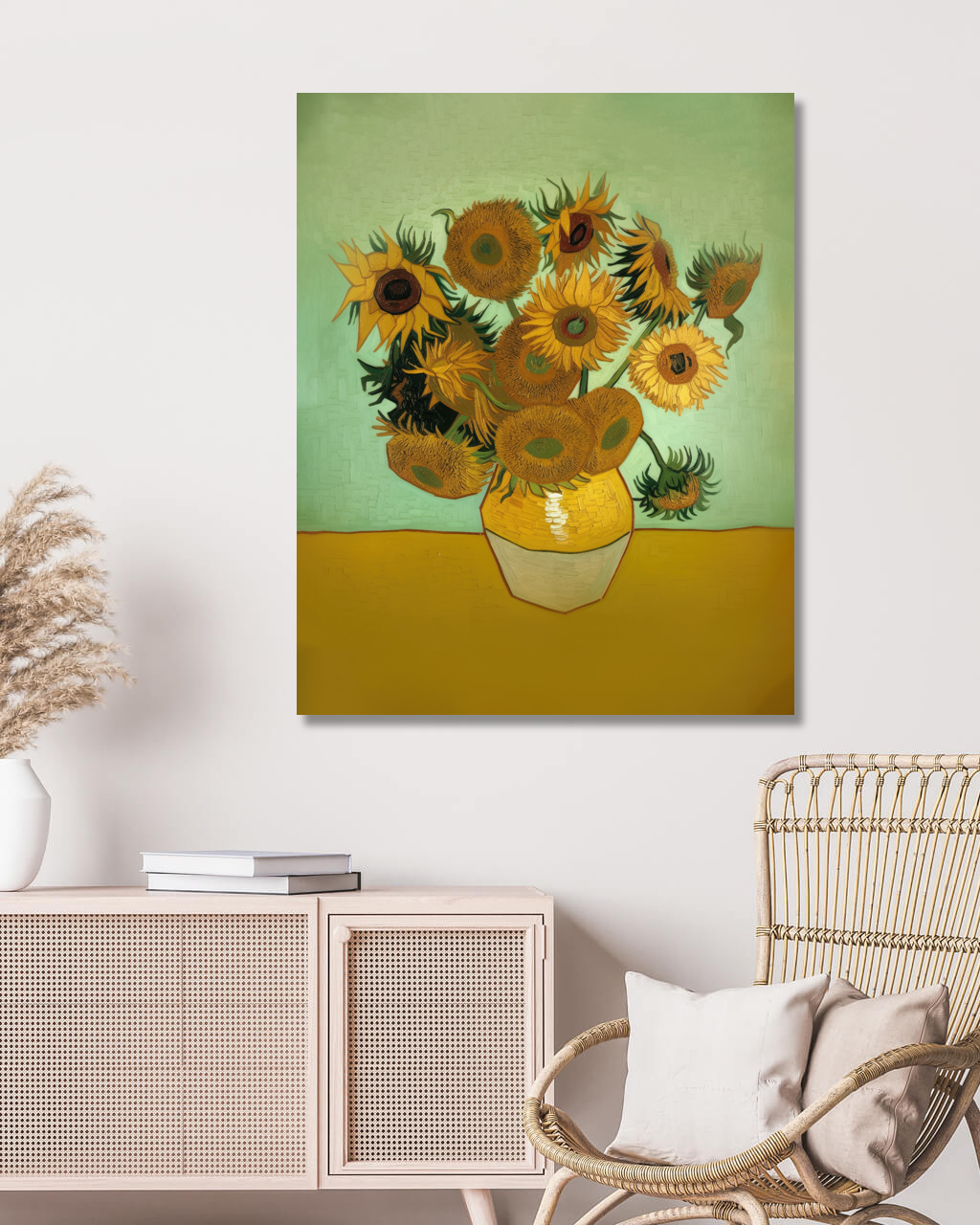 Obrazy na stěnu - Slunečnice na stole Rozměr: 40x50 cm, Rámování: vypnuté plátno na rám