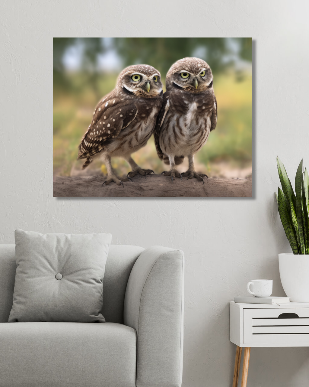Obrazy na stěnu - Sýčata Rozměr: 40x50 cm, Rámování: vypnuté plátno na rám