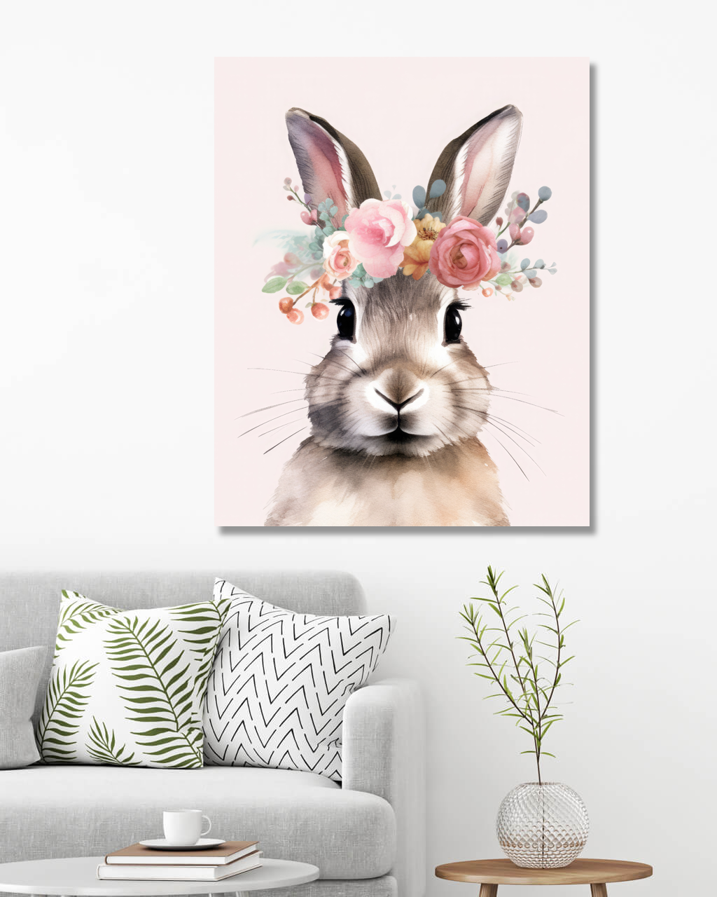 Obrazy na stěnu - Králice v květech Rozměr: 40x50 cm, Rámování: vypnuté plátno na rám