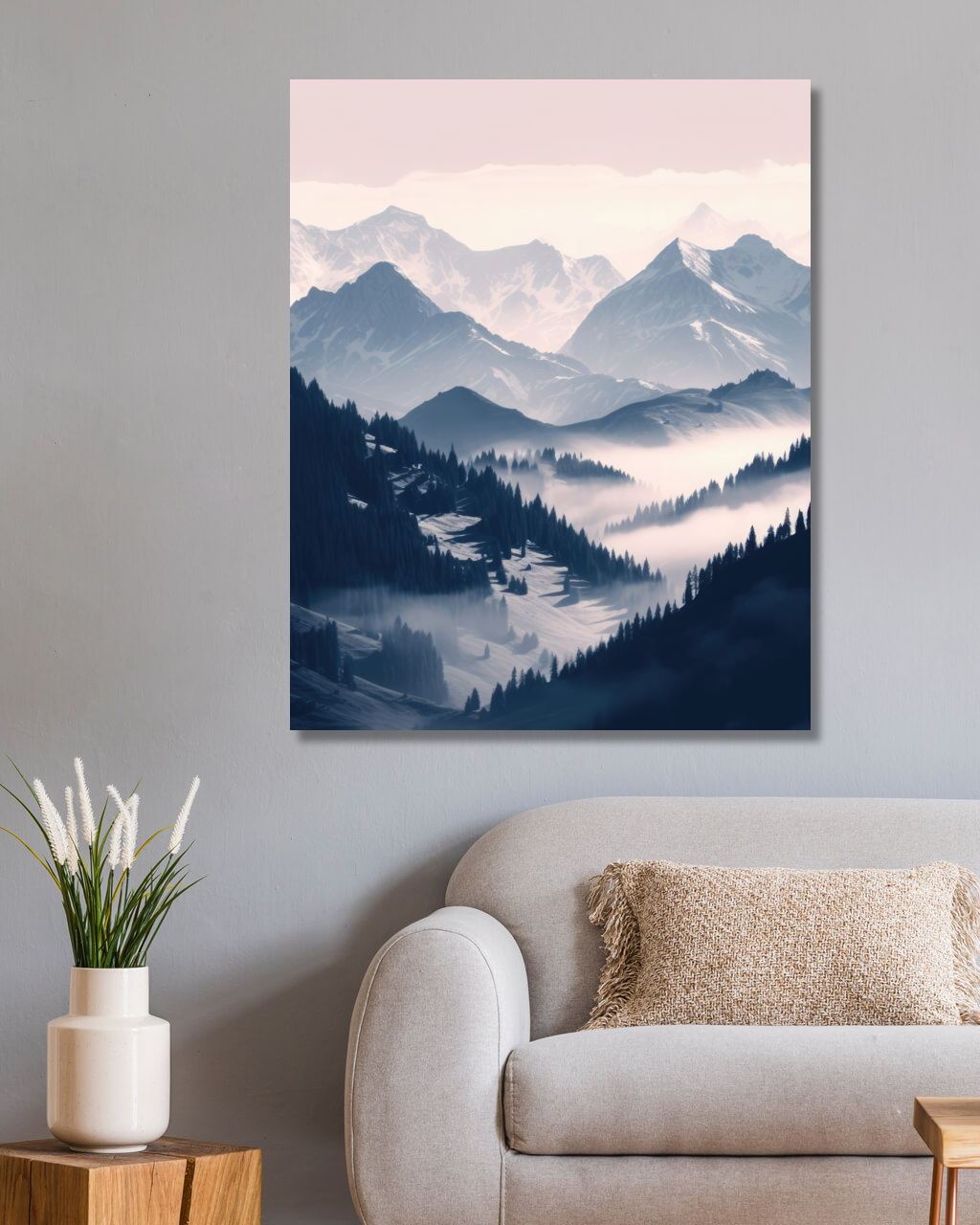 Obrazy na stěnu - Hory v mlze Rozměr: 40x50 cm, Rámování: vypnuté plátno na rám