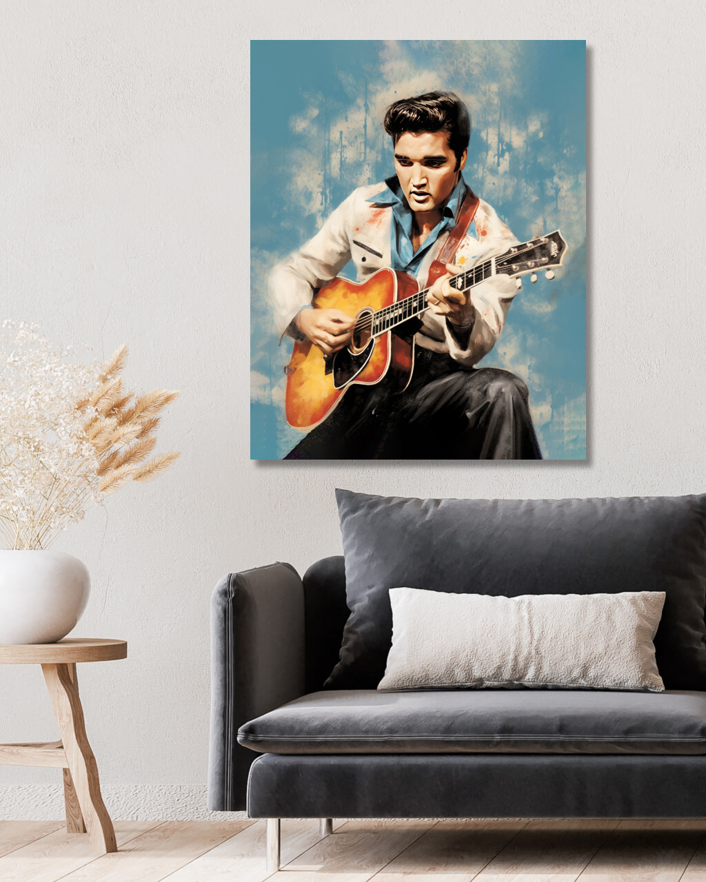 Obrazy na stěnu - Elvis Presley s kytarou Rozměr: 40x50 cm, Rámování: vypnuté plátno na rám