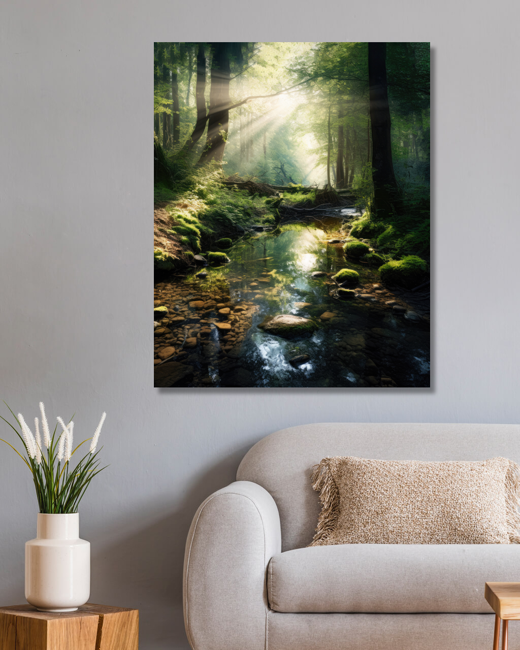 Obrazy na stěnu - Potok v lese Rozměr: 40x50 cm, Rámování: vypnuté plátno na rám