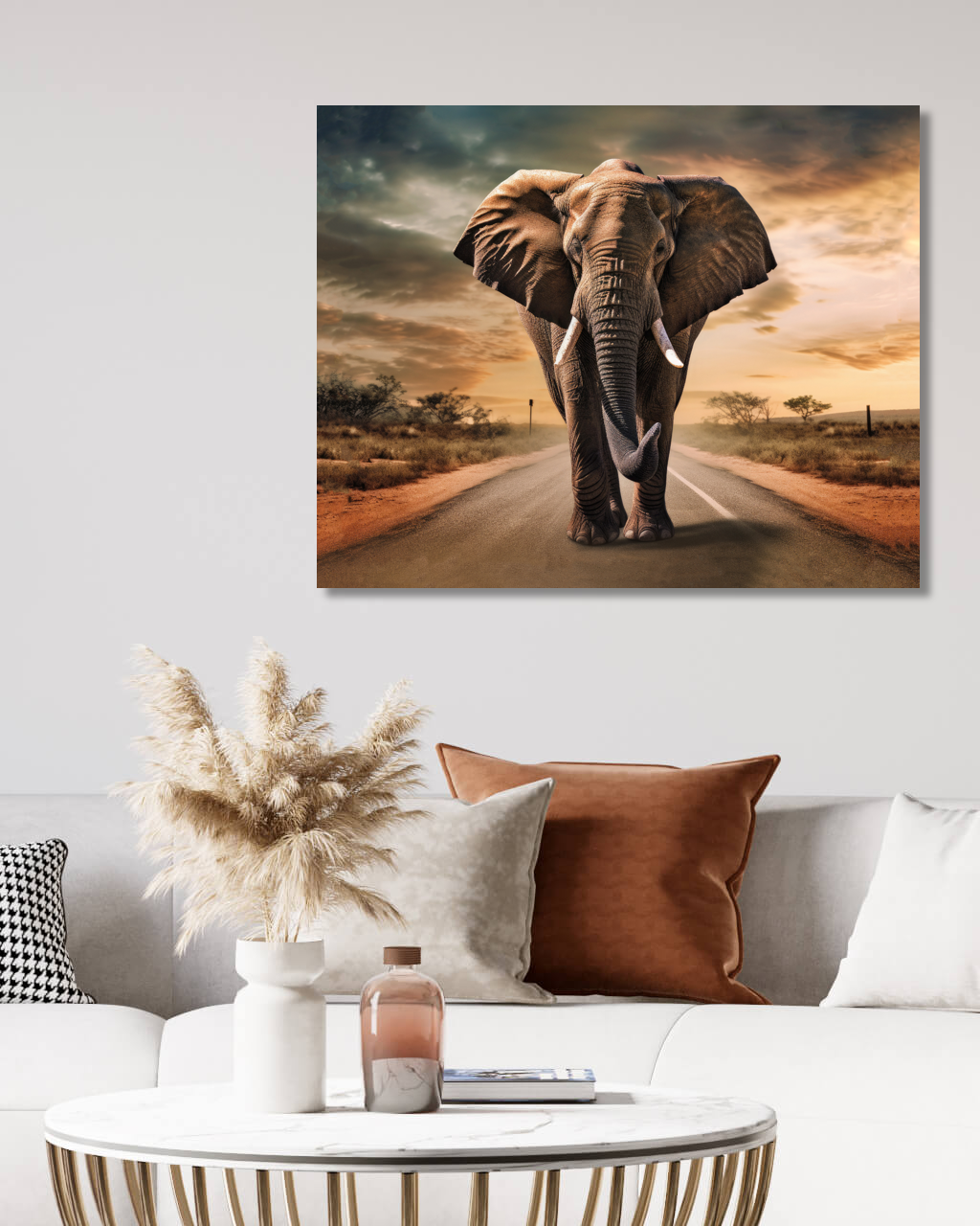 Obrazy na stěnu - Slon na silnici Rozměr: 40x50 cm, Rámování: vypnuté plátno na rám