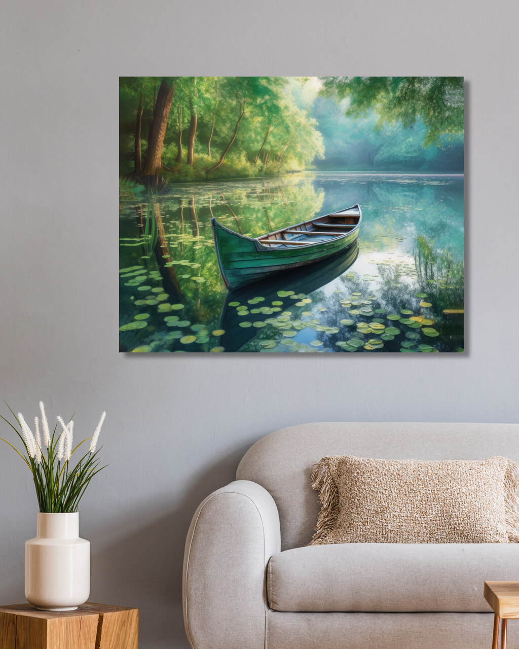Obrazy na stěnu - Loďka na jezeře Rozměr: 40x50 cm, Rámování: vypnuté plátno na rám
