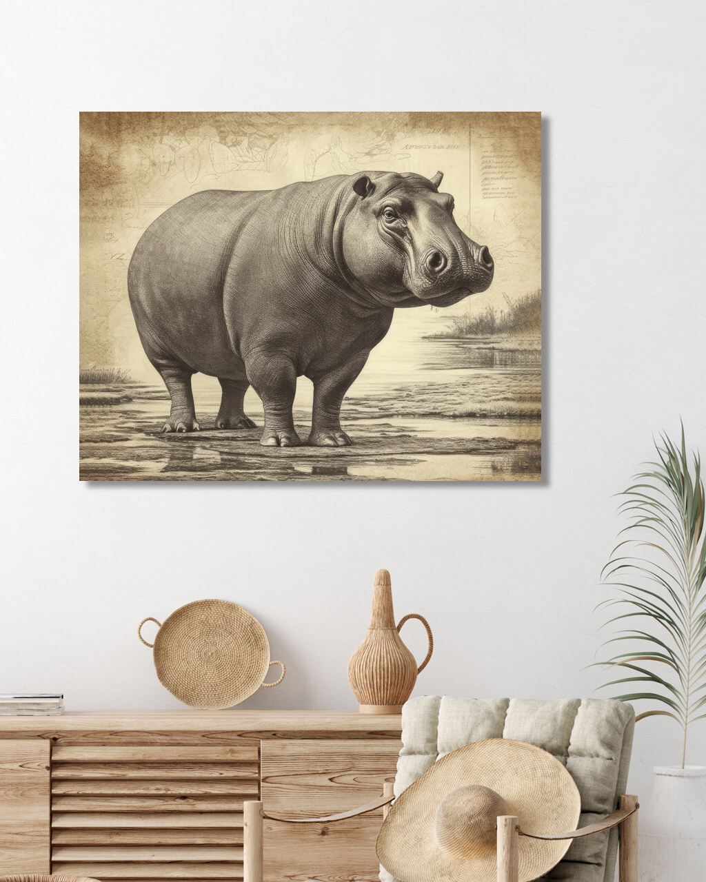 Obrazy na stěnu - Hroch Rozměr: 40x50 cm, Rámování: vypnuté plátno na rám