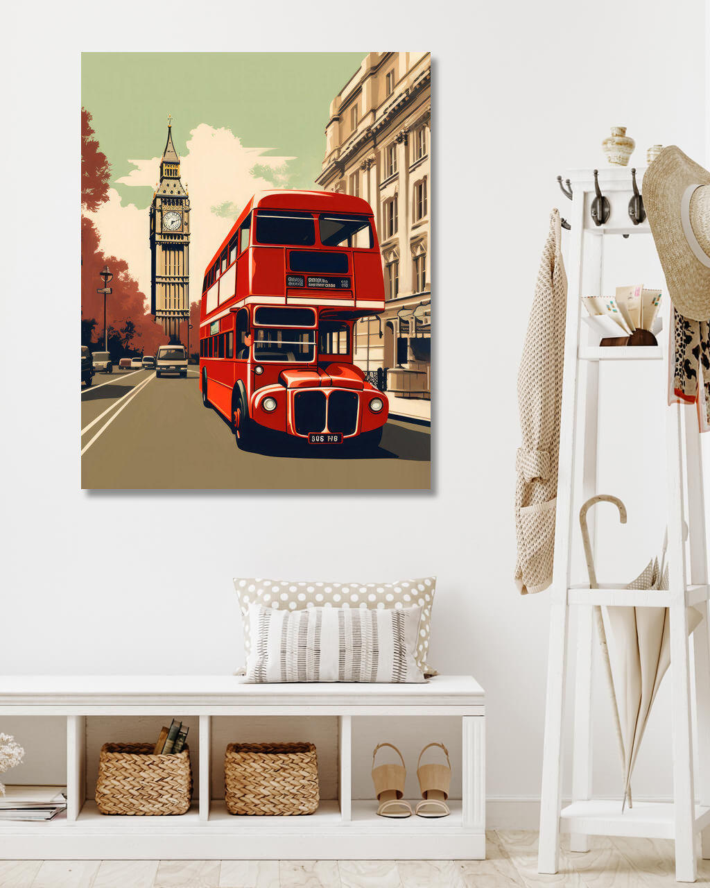 Obrazy na stěnu - Londýn - Big Ben a double-decker bus Rozměr: 40x50 cm, Rámování: vypnuté plátno na rám