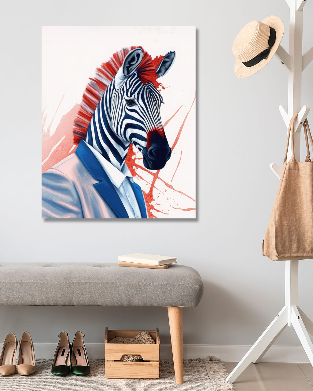 Obrazy na stěnu - Zebra v obleku Rozměr: 40x50 cm, Rámování: vypnuté plátno na rám