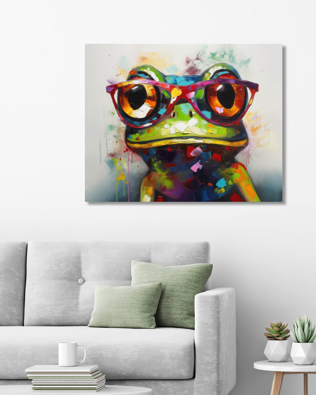 Obrazy na stěnu - Žába s brýlemi Rozměr: 40x50 cm, Rámování: vypnuté plátno na rám