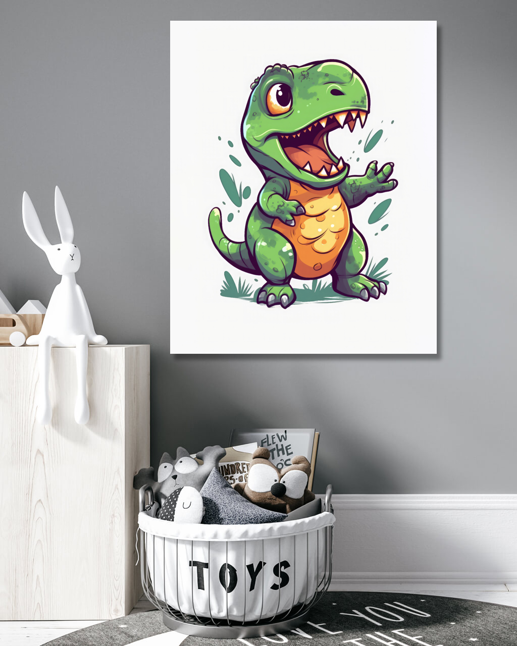 Obrazy na stěnu - Malý dinosaurus Rozměr: 40x50 cm, Rámování: vypnuté plátno na rám