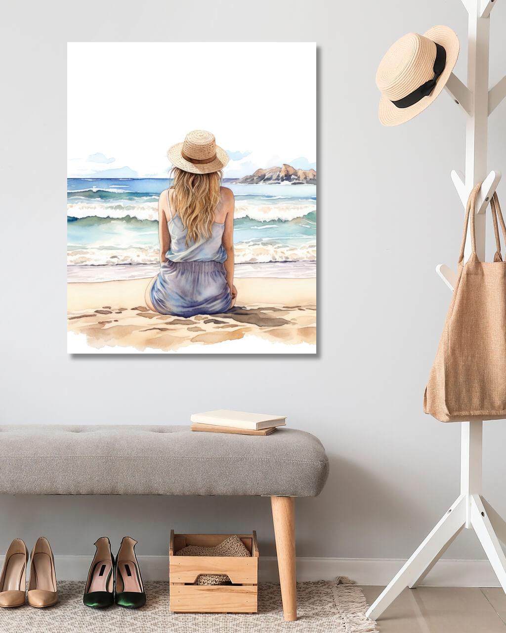 Obrazy na stěnu - Žena u moře Rozměr: 40x50 cm, Rámování: vypnuté plátno na rám