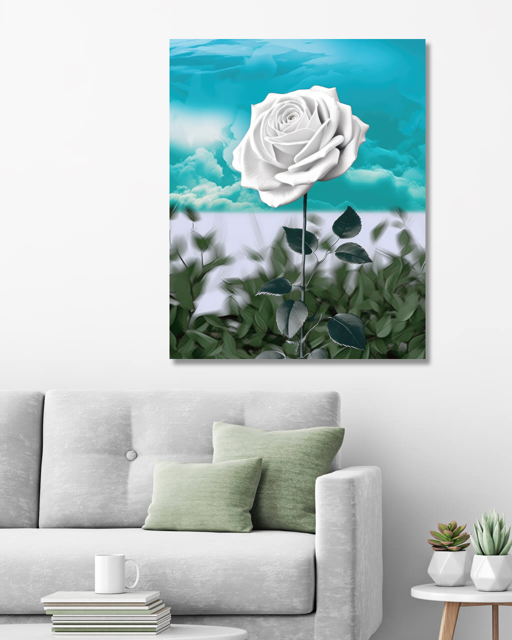 Obrazy na stěnu - Bílá růže Rozměr: 40x50 cm, Rámování: vypnuté plátno na rám