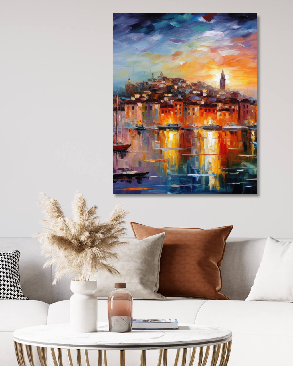 Obrazy na stěnu - Městečko u moře Rozměr: 40x50 cm, Rámování: vypnuté plátno na rám