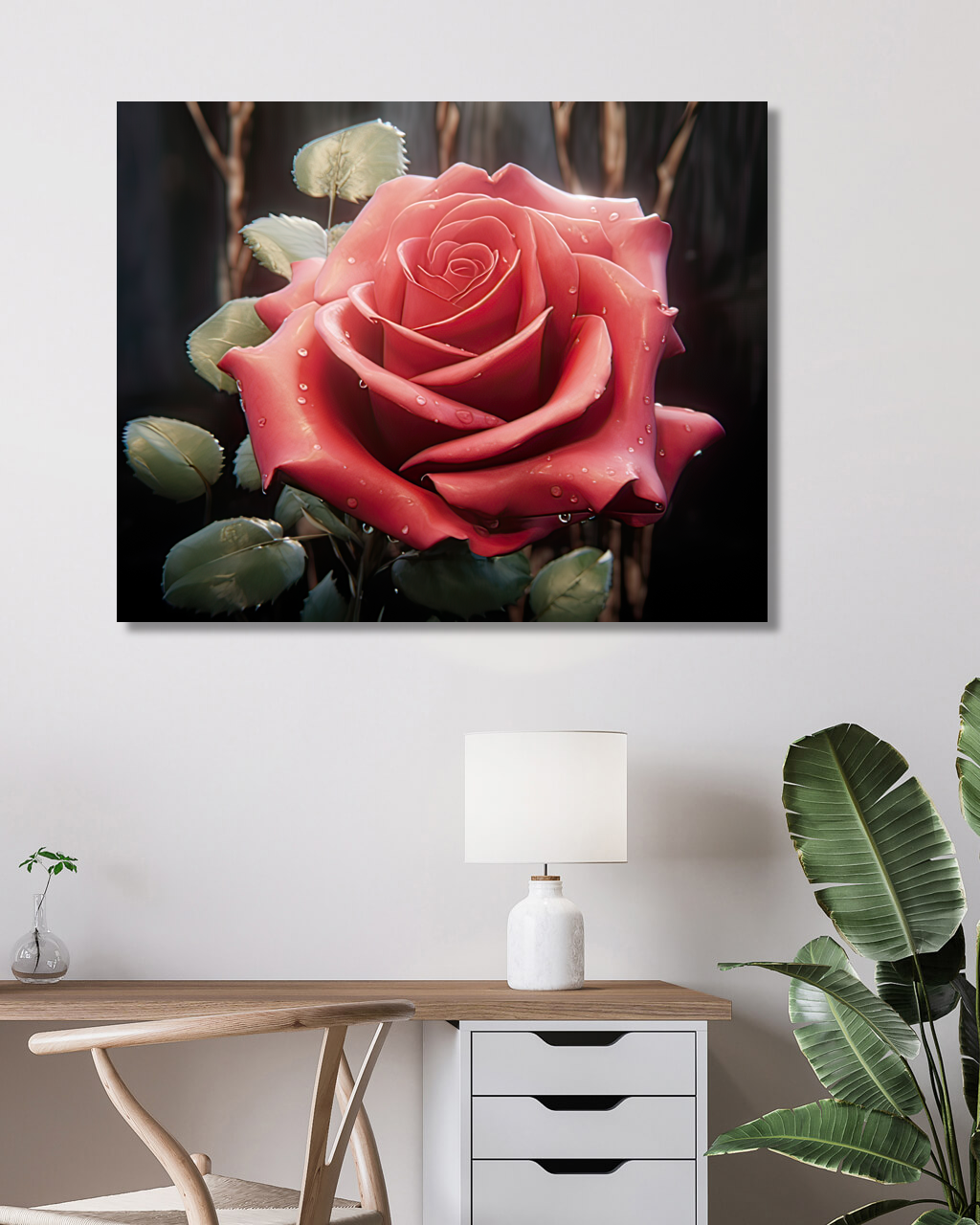 Obrazy na stěnu - Růžová růže Rozměr: 40x50 cm, Rámování: vypnuté plátno na rám