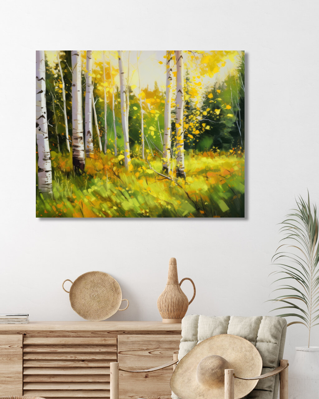 Obrazy na stěnu - Břízy na louce Rozměr: 40x50 cm, Rámování: vypnuté plátno na rám