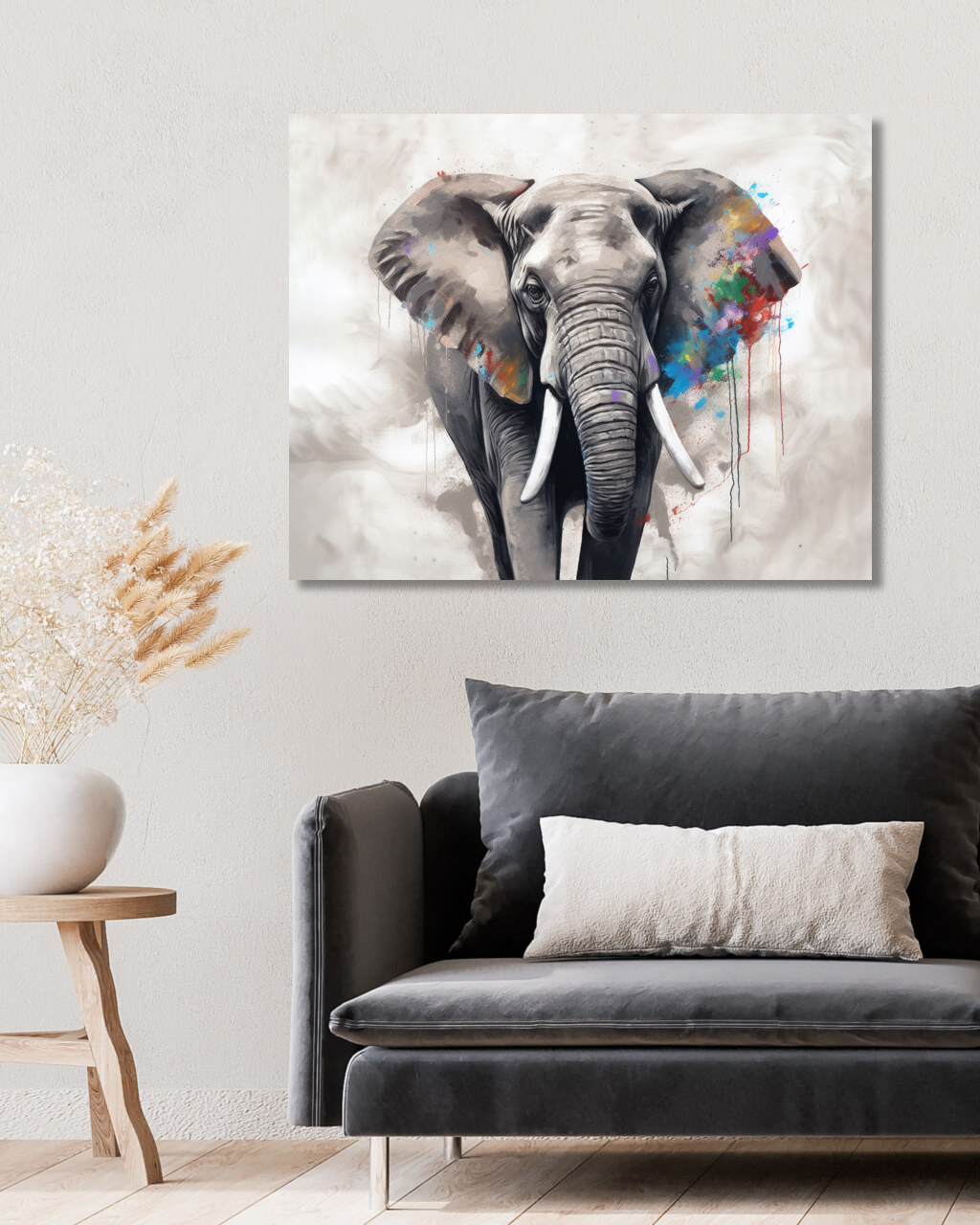 Obrazy na stěnu - Barevný slon Rozměr: 40x50 cm, Rámování: vypnuté plátno na rám