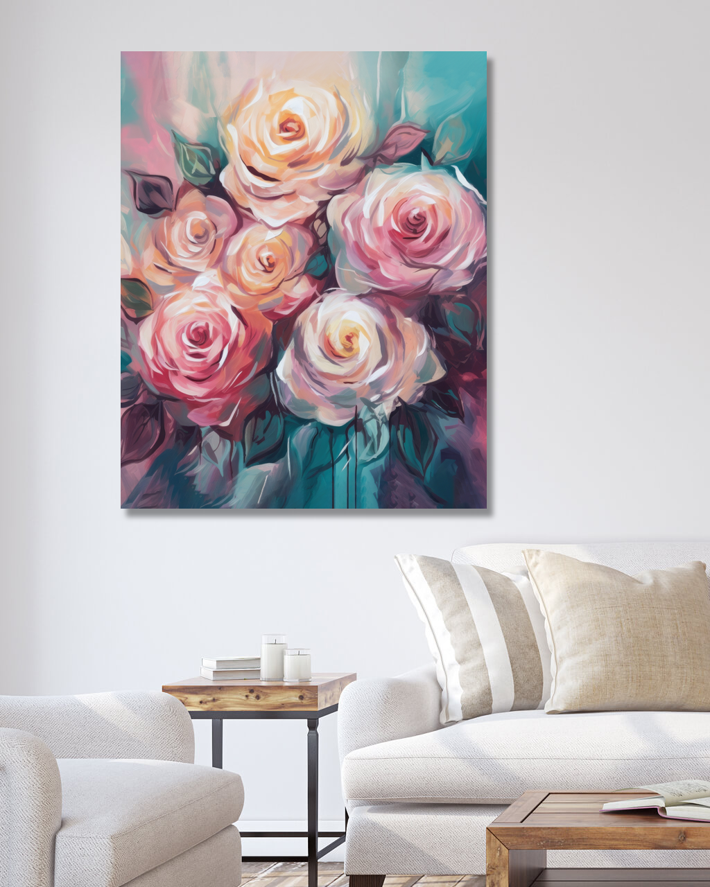 Obrazy na stěnu - Kytice růží Rozměr: 40x50 cm, Rámování: vypnuté plátno na rám