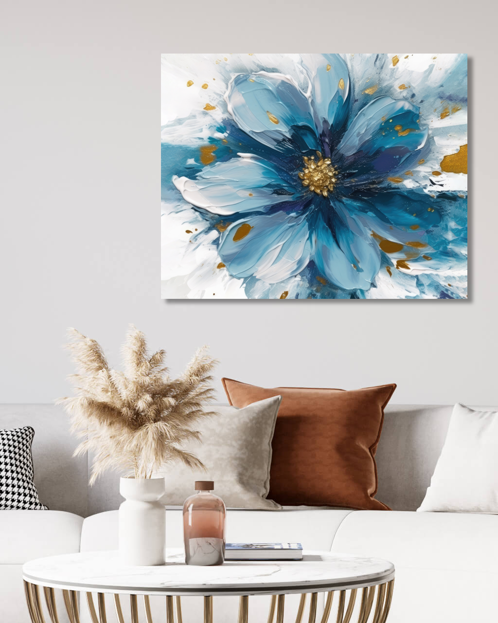 Obrazy na stěnu - Modrá kytka Rozměr: 40x50 cm, Rámování: vypnuté plátno na rám
