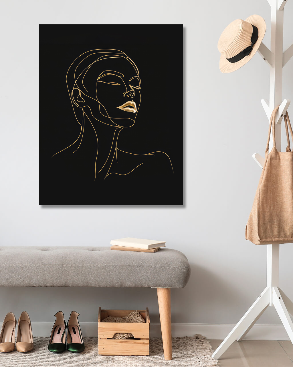 Obrazy na stěnu - Obrys ženy Rozměr: 40x50 cm, Rámování: vypnuté plátno na rám