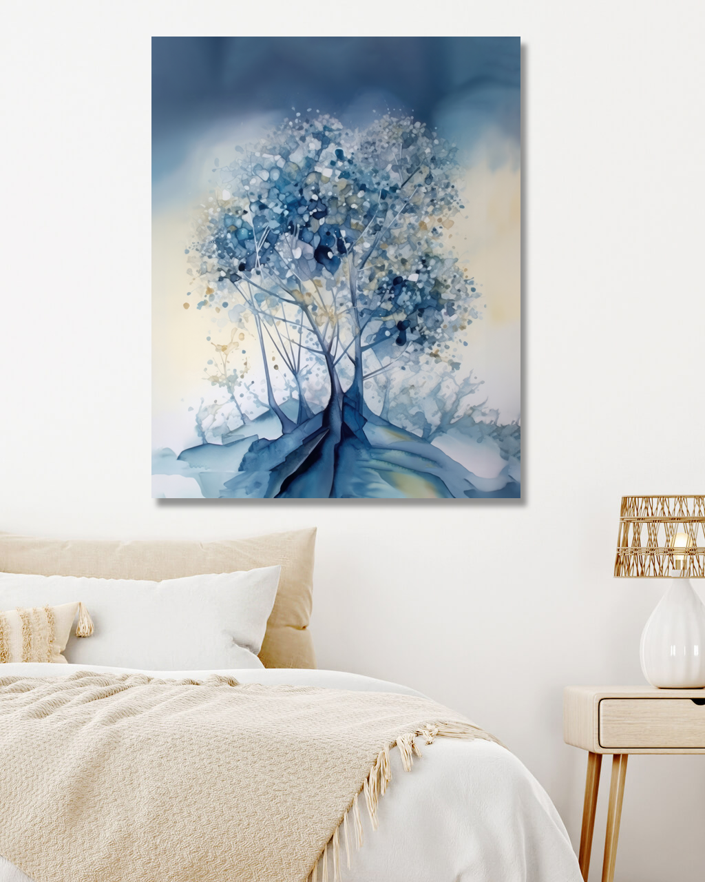 Obrazy na stěnu - Modrý strom Rozměr: 40x50 cm, Rámování: vypnuté plátno na rám