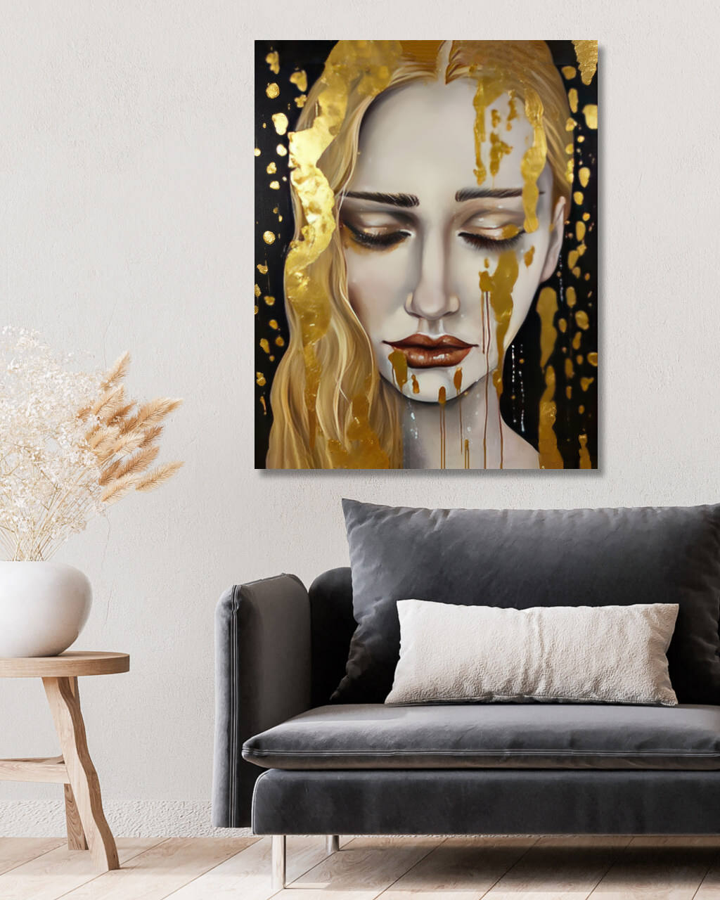 Obrazy na stěnu - Zlatá žena Rozměr: 40x50 cm, Rámování: vypnuté plátno na rám