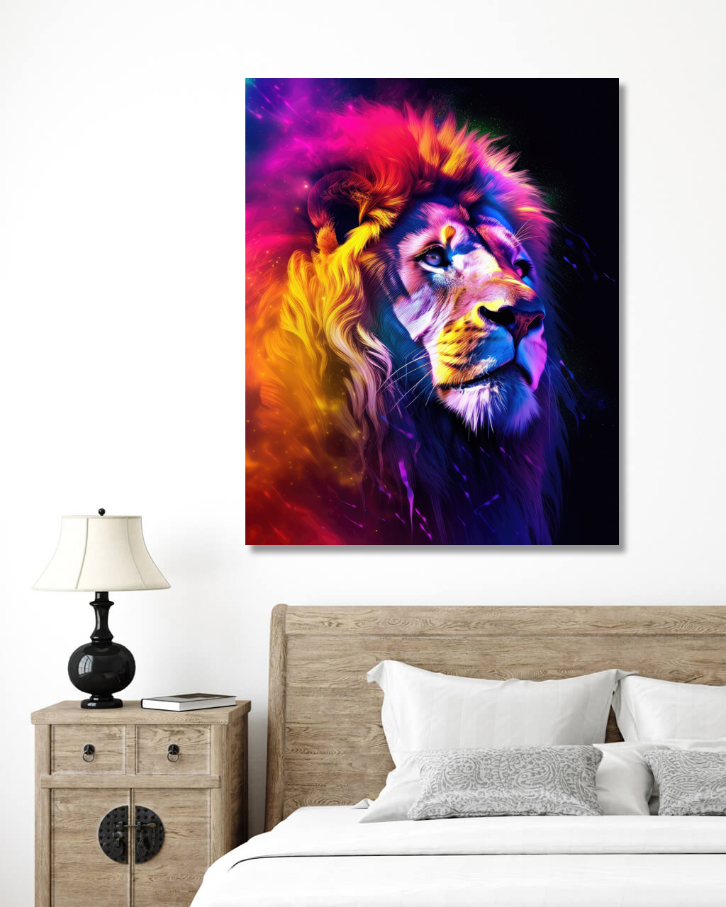 Obrazy na stěnu - Lev v barvách Rozměr: 40x50 cm, Rámování: vypnuté plátno na rám