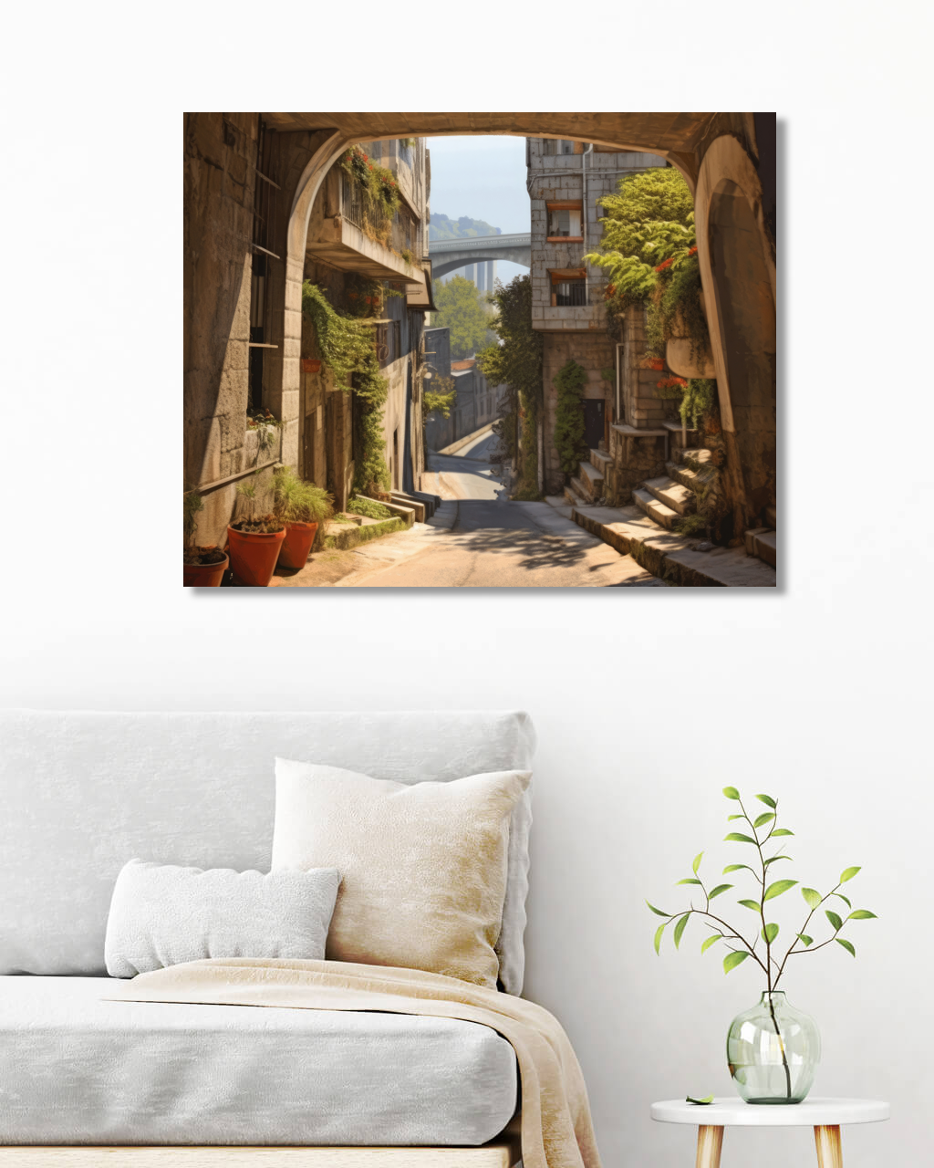 Obrazy na stěnu - Ulička v městečku 1 Rozměr: 40x50 cm, Rámování: vypnuté plátno na rám