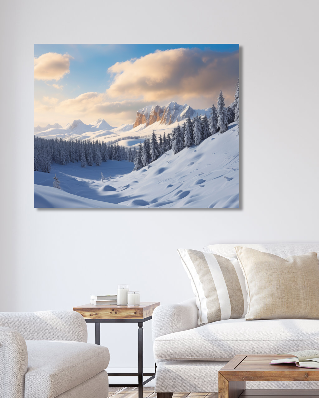 Obrazy na stěnu - Zima v horách Rozměr: 40x50 cm, Rámování: vypnuté plátno na rám