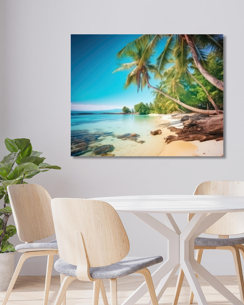 Obrazy na stěnu - Palmová pláž u moře Rozměr: 40x50 cm, Rámování: vypnuté plátno na rám