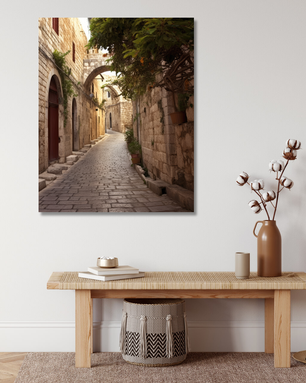 Obrazy na stěnu - Ulička v městečku 3 Rozměr: 40x50 cm, Rámování: vypnuté plátno na rám