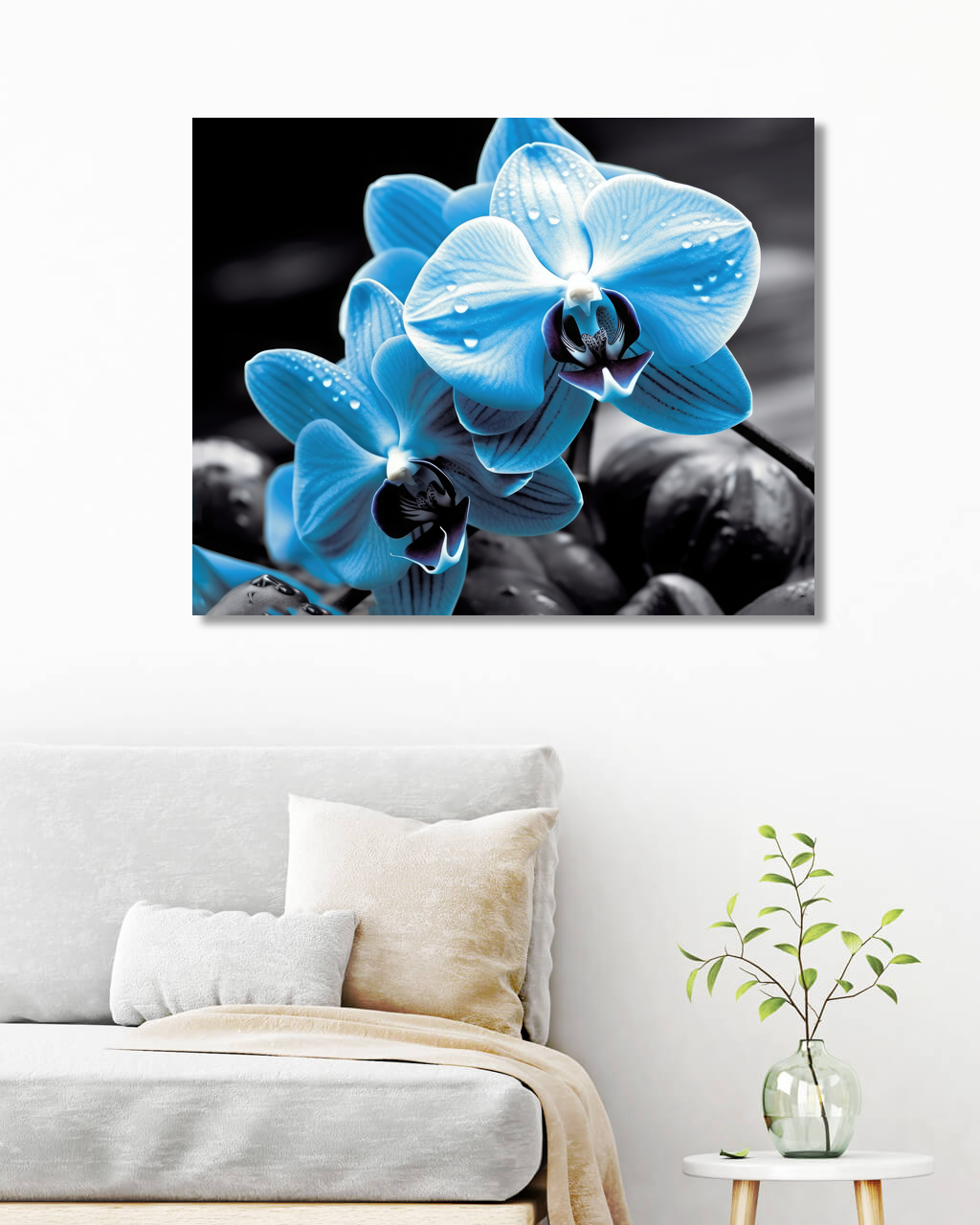 Obrazy na stěnu - Modrá orchidej Rozměr: 40x50 cm, Rámování: vypnuté plátno na rám