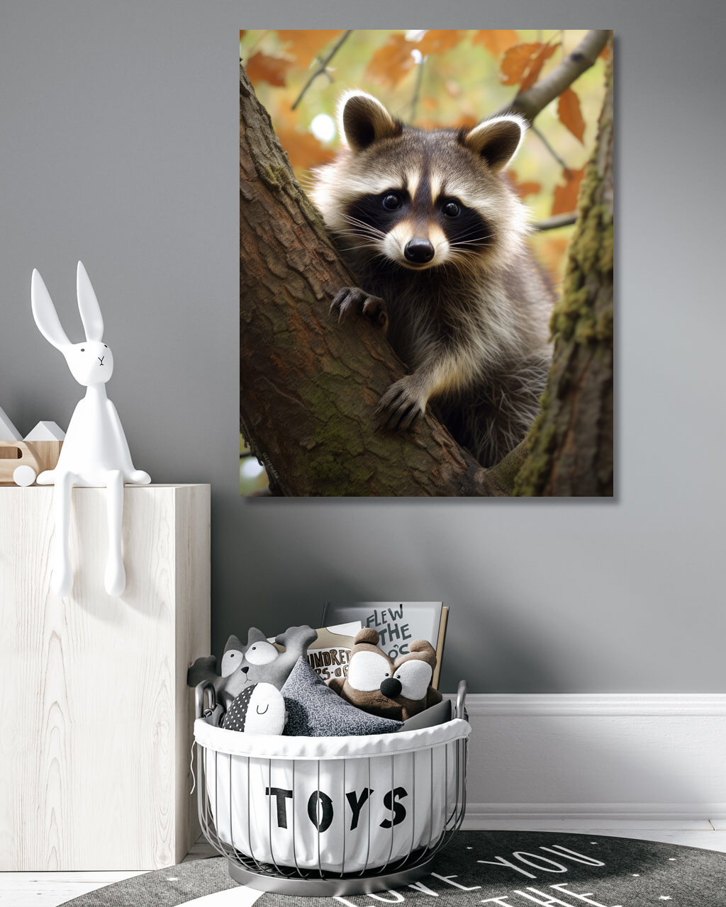 Obrazy na stěnu - Mýval mezi stromy Rozměr: 40x50 cm, Rámování: vypnuté plátno na rám