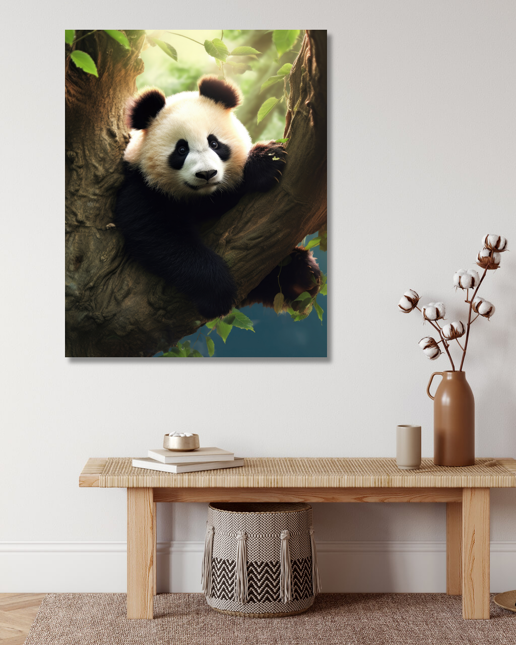 Obrazy na stěnu - Panda na stromě Rozměr: 40x50 cm, Rámování: vypnuté plátno na rám
