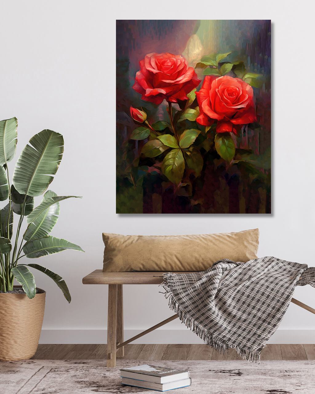 Obrazy na stěnu - Malované růže Rozměr: 40x50 cm, Rámování: vypnuté plátno na rám