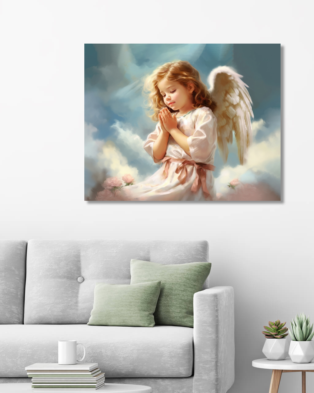 Obrazy na stěnu - Anděl v modlitbě Rozměr: 40x50 cm, Rámování: vypnuté plátno na rám