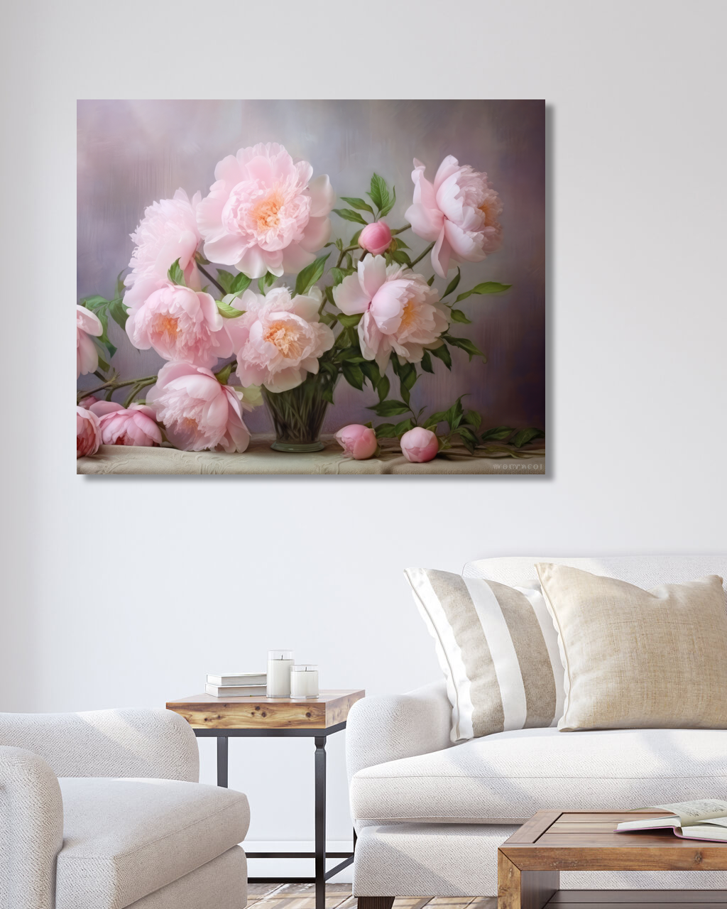Obrazy na stěnu - Pivoňky plné elegance Rozměr: 40x50 cm, Rámování: vypnuté plátno na rám