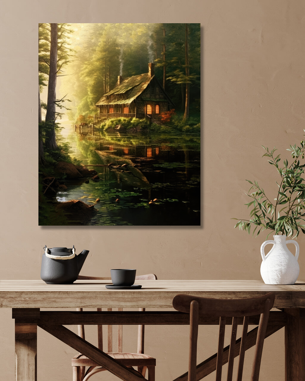 Obrazy na stěnu - Opuštěná chata u jezera Rozměr: 40x50 cm, Rámování: vypnuté plátno na rám