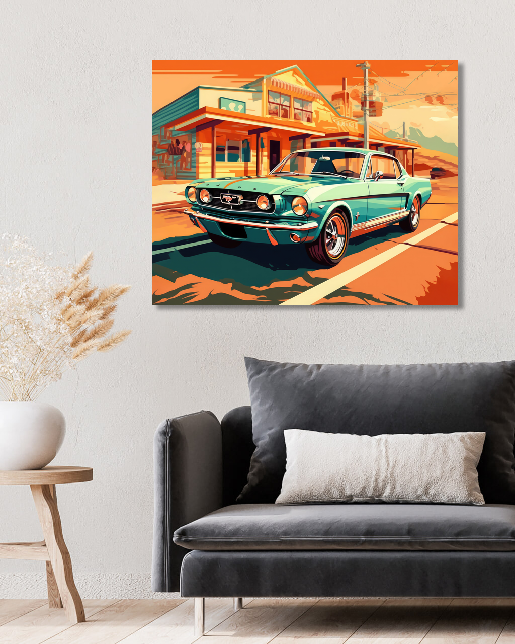 Obrazy na stěnu - Zaparkovaný Mustang Rozměr: 40x50 cm, Rámování: vypnuté plátno na rám