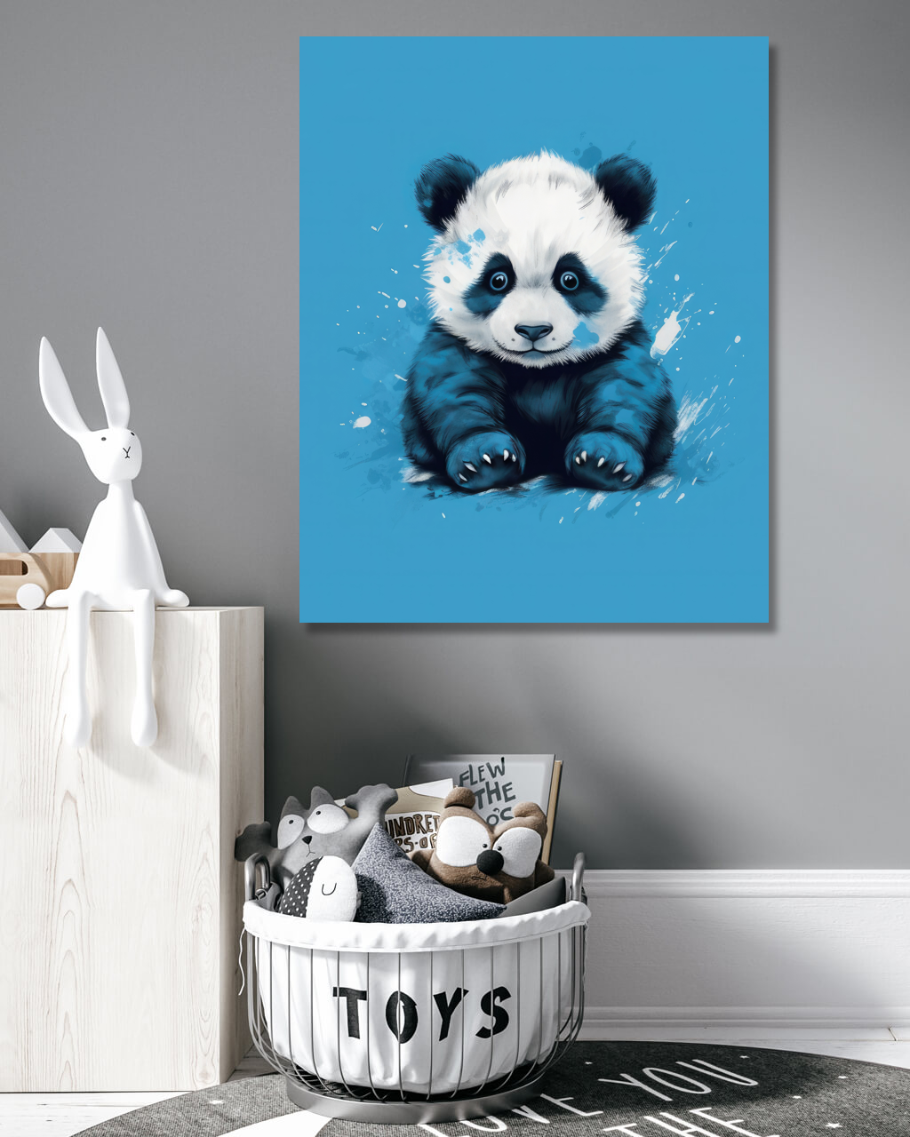 Obrazy na stěnu - Panda v modrých tónech Rozměr: 40x50 cm, Rámování: vypnuté plátno na rám