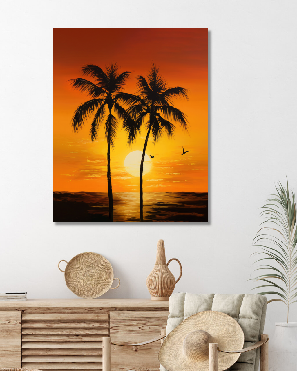 Obrazy na stěnu - Palmy před sluncem Rozměr: 40x50 cm, Rámování: vypnuté plátno na rám